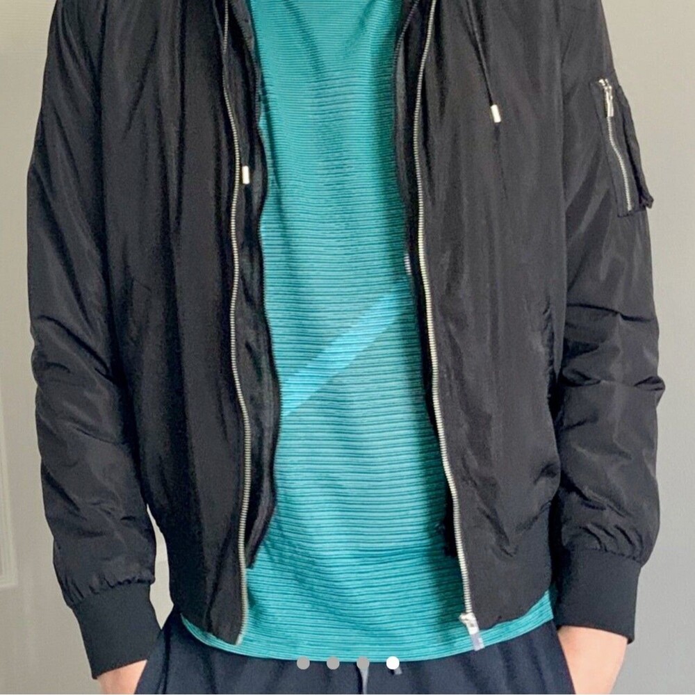 Zara Vintage Man Military Bomber Satin Silky Glanz Jacket Nylon Shiny L